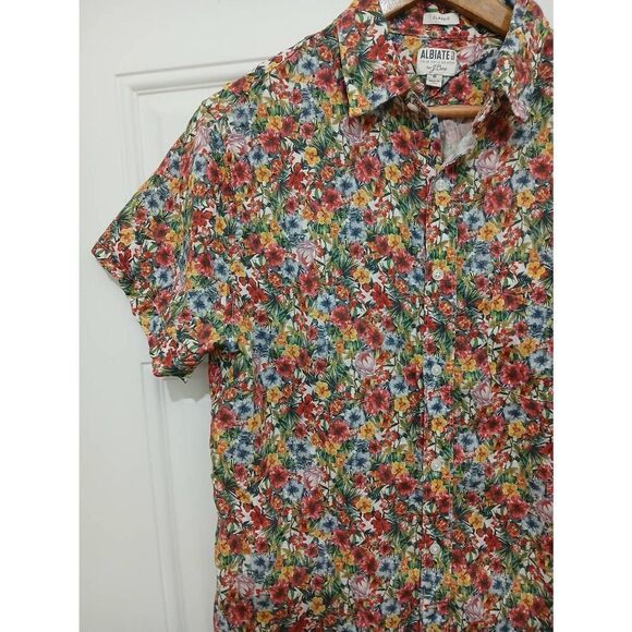 J crew mens medium ALBIATE 100% ITALIAN linen casual shortsleeve shirt green - Picture 2 of 8